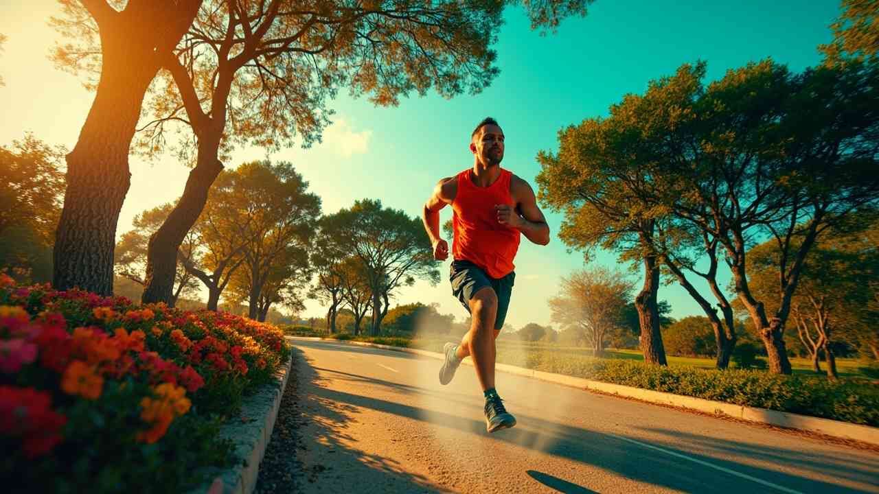 Hombre corriendo en un parque